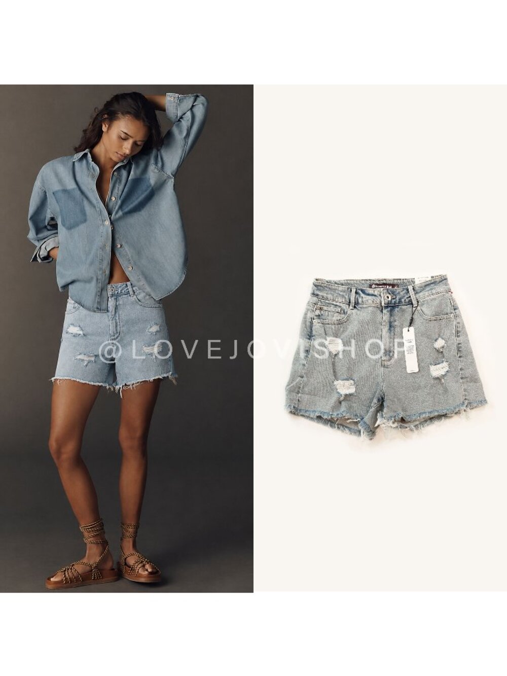 Streetwear | NWT! Tractr Blu High Rise Distressed Shorts | 99% Cotton Indigo 26